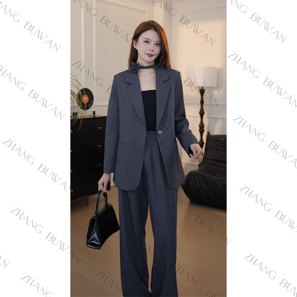 【张不晚专属】2025年新款早秋季玫瑰花系带西装外套女长裤西裤西服