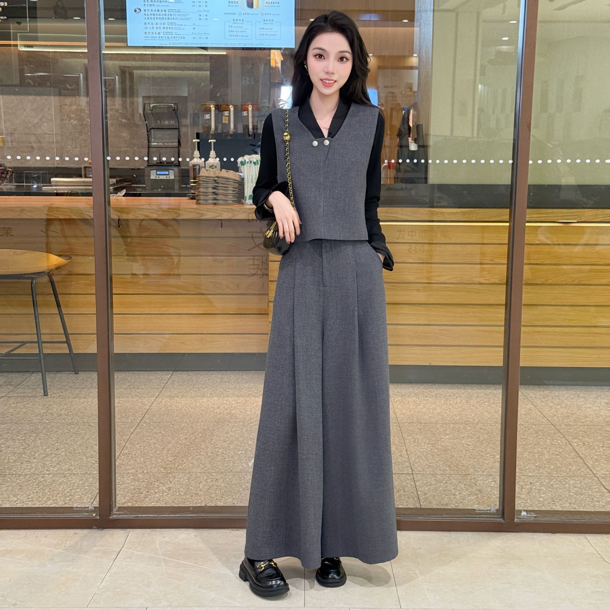 2025新款气质马甲阔腿裤套装女秋季新款韩系穿搭高级