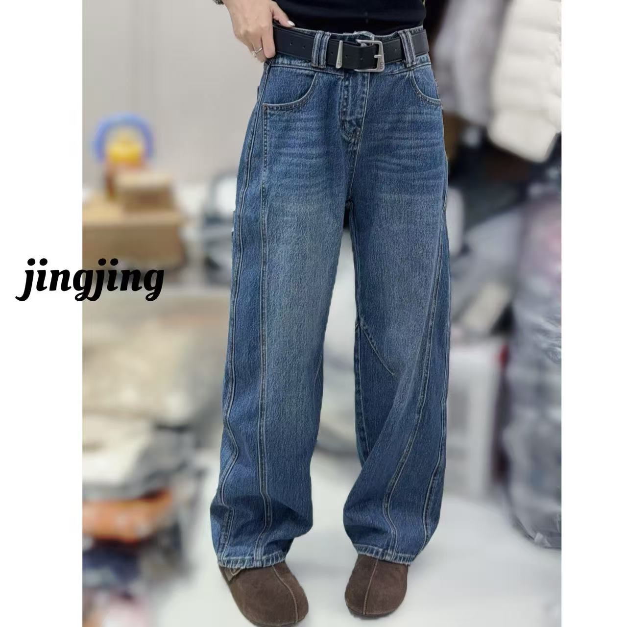 冬季新款休闲百搭直筒牛仔裤(98550)