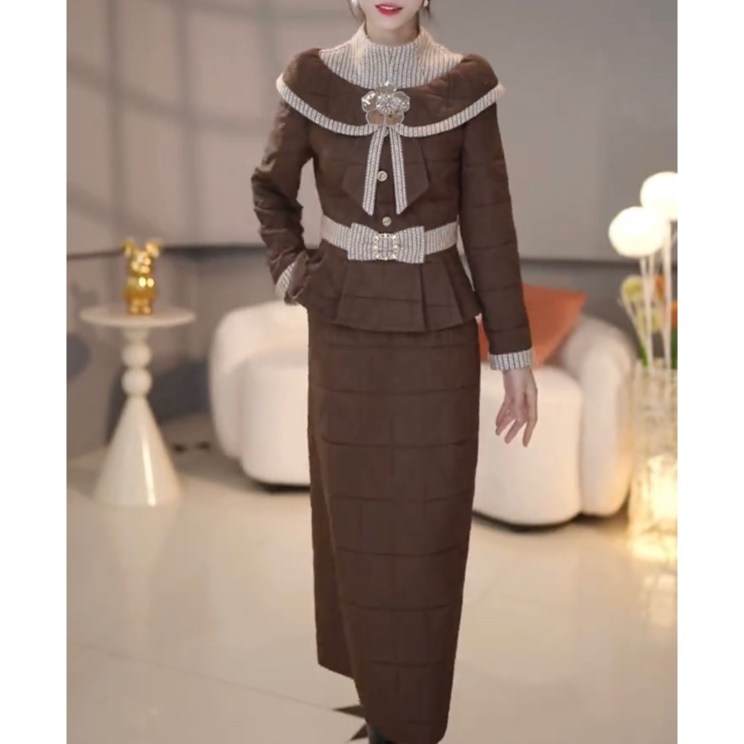 【冬季新品】C1336时尚高端中长款保暖棉服棉衣修身显瘦冬季潮流