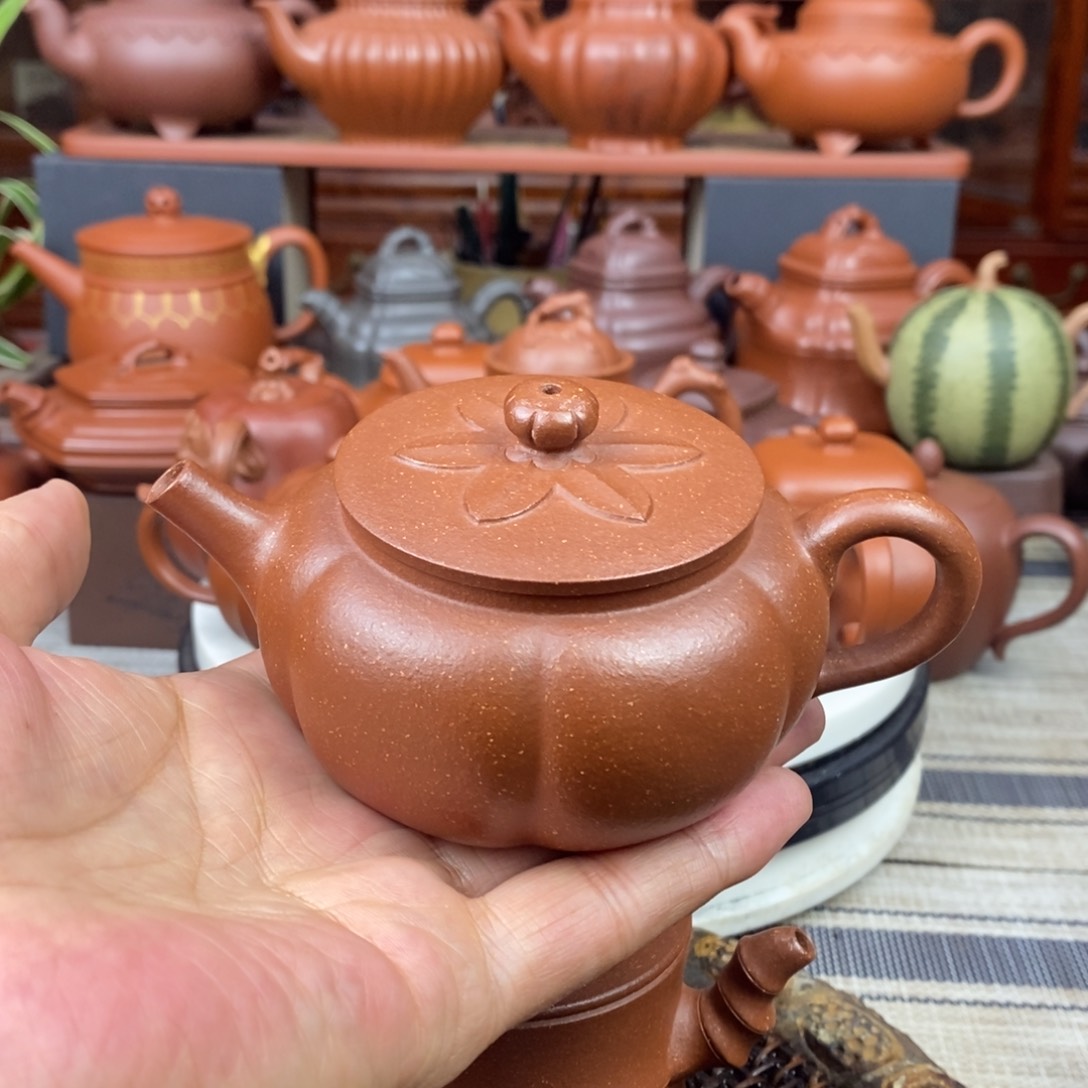 紫砂茶壶小南瓜180cc原矿宝山红降