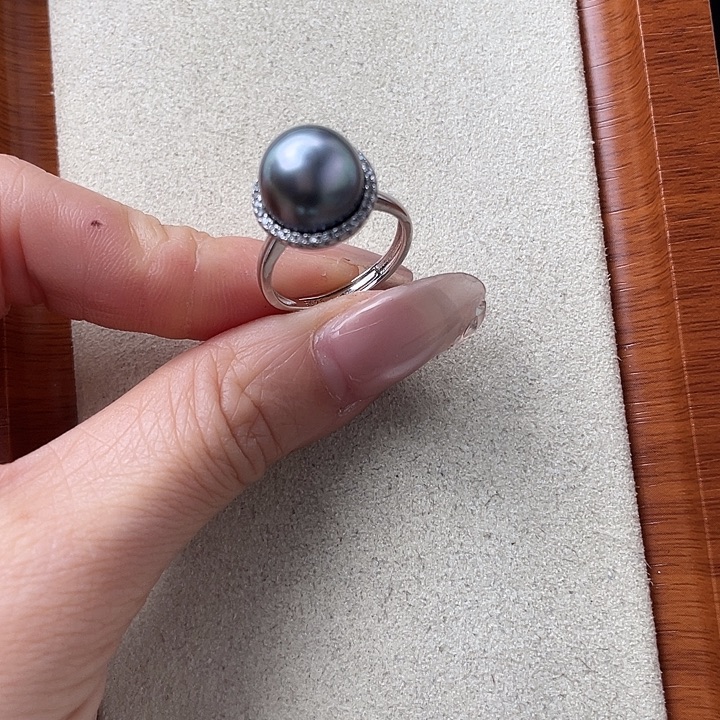 银S925镶嵌戒指海水珍珠