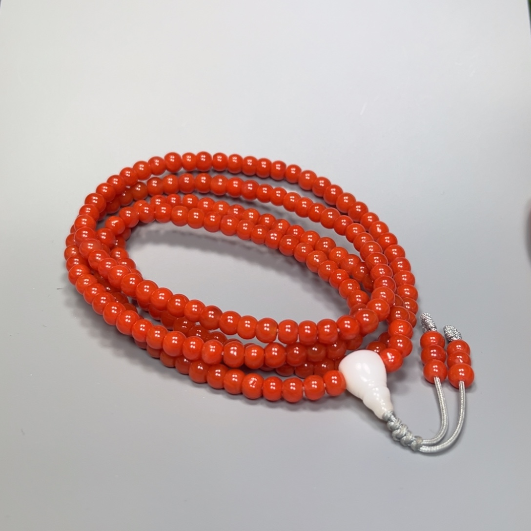 南红玛瑙柿子红老型珠多圈4mm未镶嵌