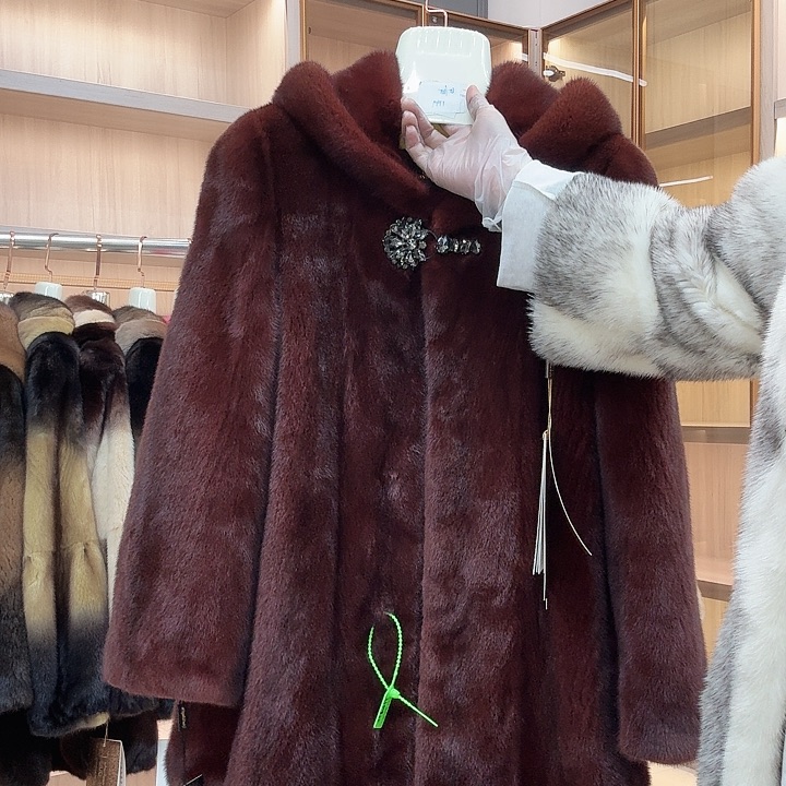 中长款紫红色连帽0772