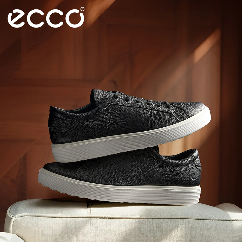 ECCO爱步防滑板鞋小白鞋板鞋柔酷60周年男士鞋子运动鞋582404