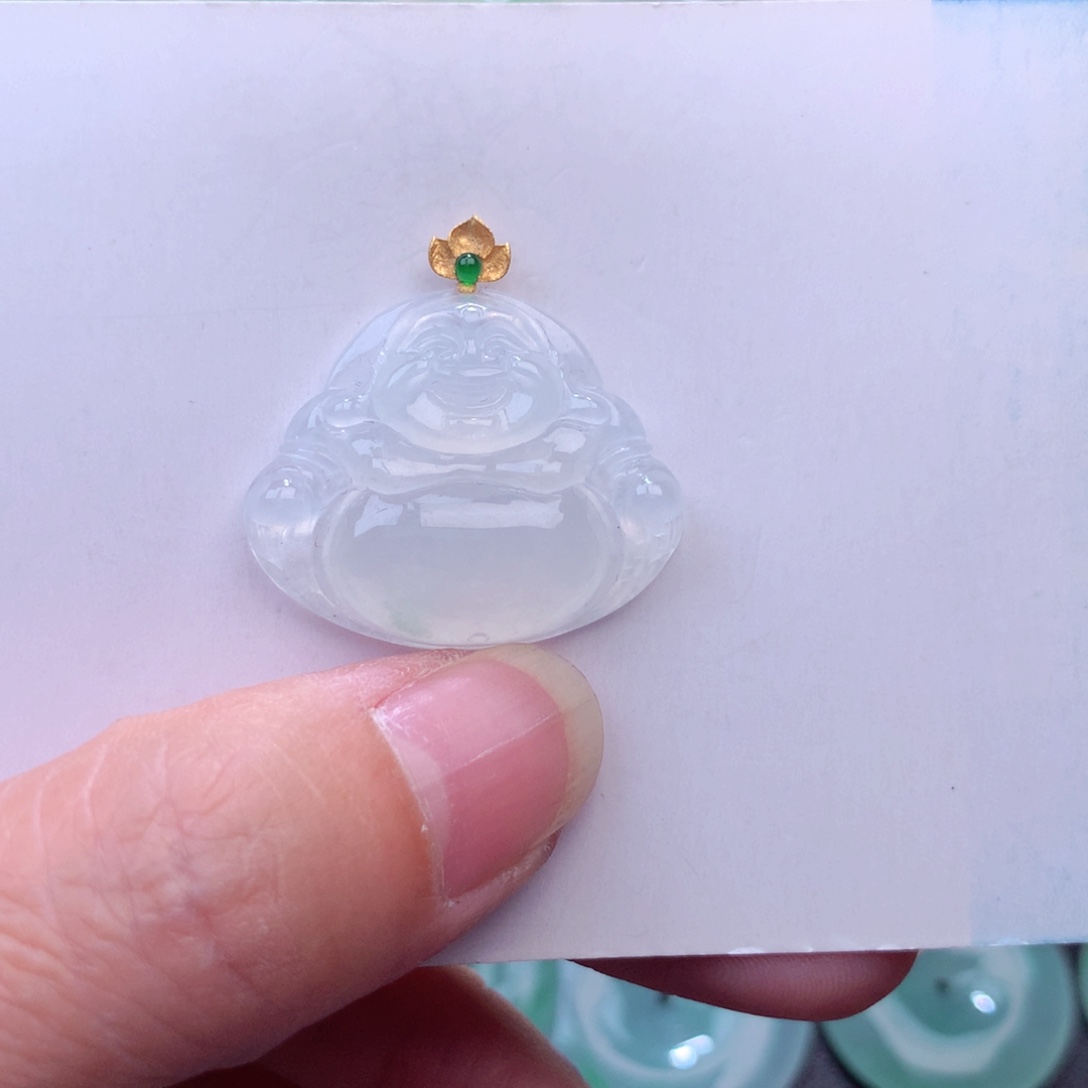 翡翠吊坠(不含链)18K金镶嵌