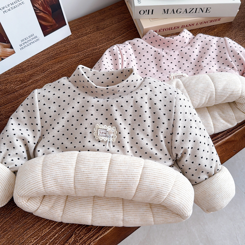 秋冬女童潮款三层夹棉加厚打底衣女宝宝韩版长袖上衣儿童衣服童装