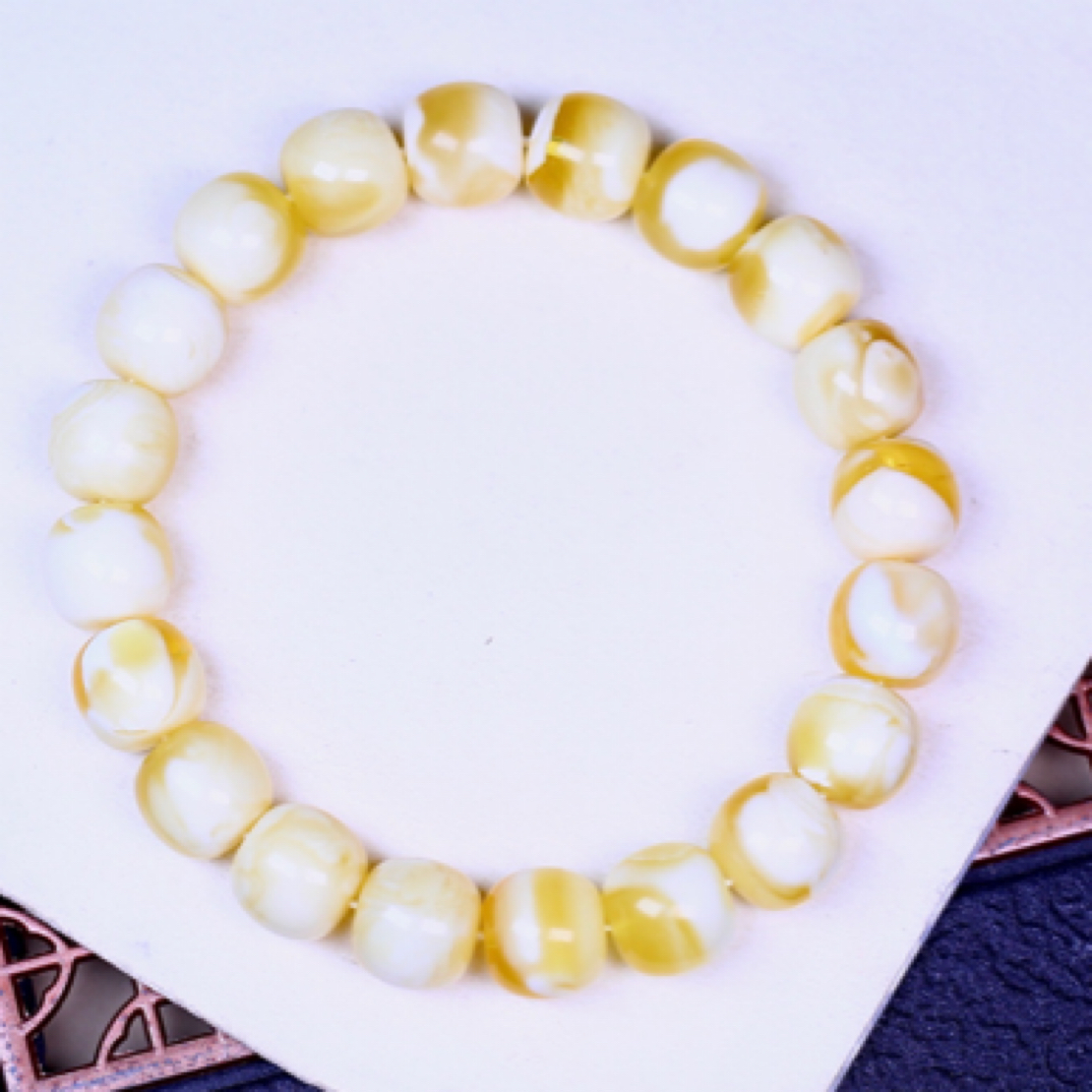 11*10.3mm俄料金白高桩老型手串 16.08克 大小合适 精品手串