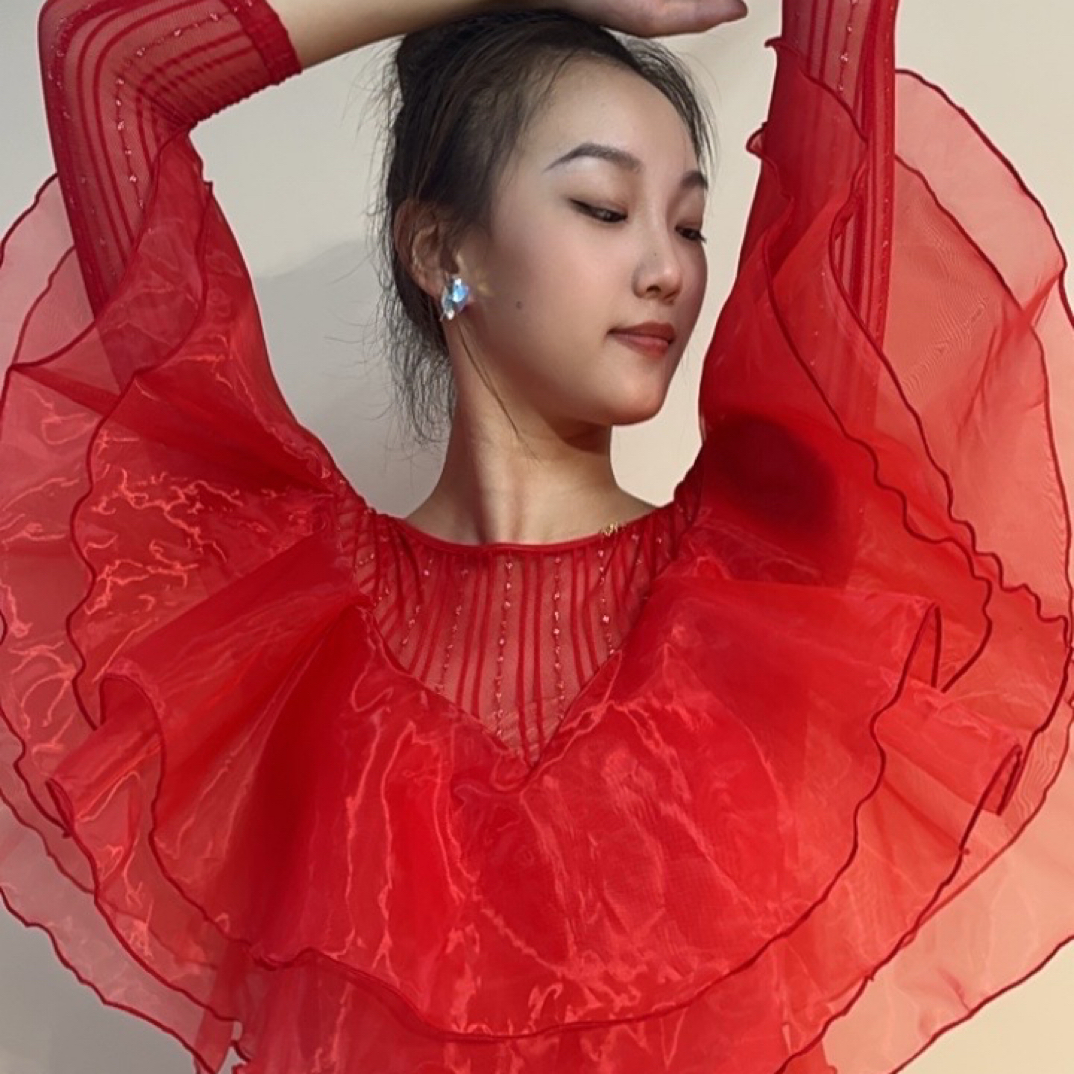 YRSS舞服秋日氛围感蝴蝶结拉丁舞摩登舞上衣