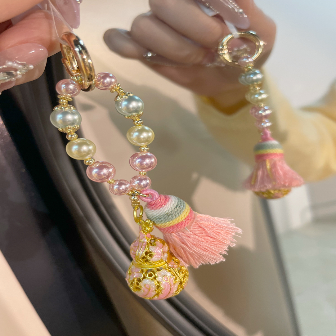 6809粉葫芦挂件原创手机链