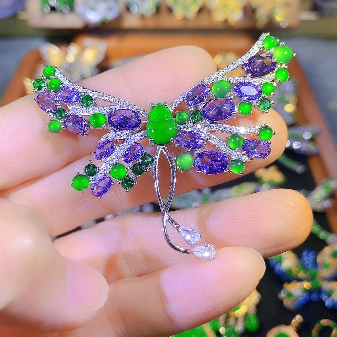 吊坠(不含链)银S925镶嵌翡翠