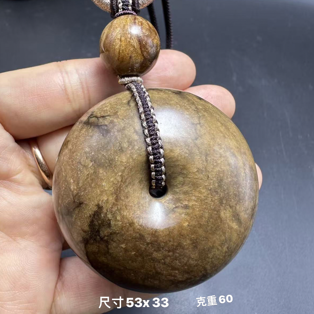 缅甸天然琥珀根珀面包圈扣子吊坠挂件