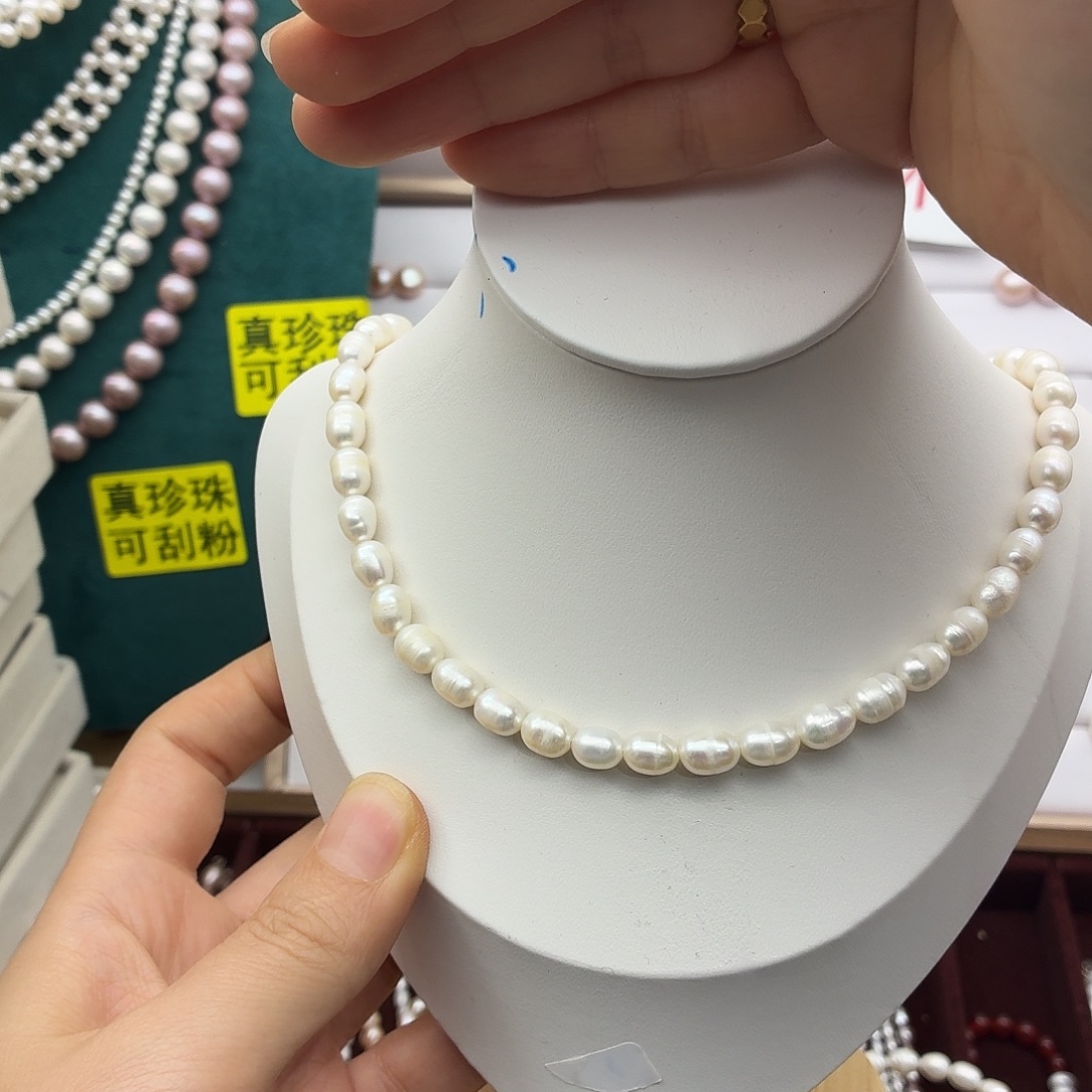 淡水珍珠颈饰银S925镶嵌有纹941项链