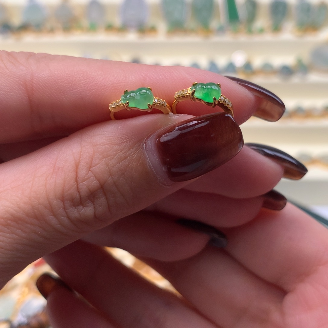 翡翠银S925镶嵌颈饰耳钉