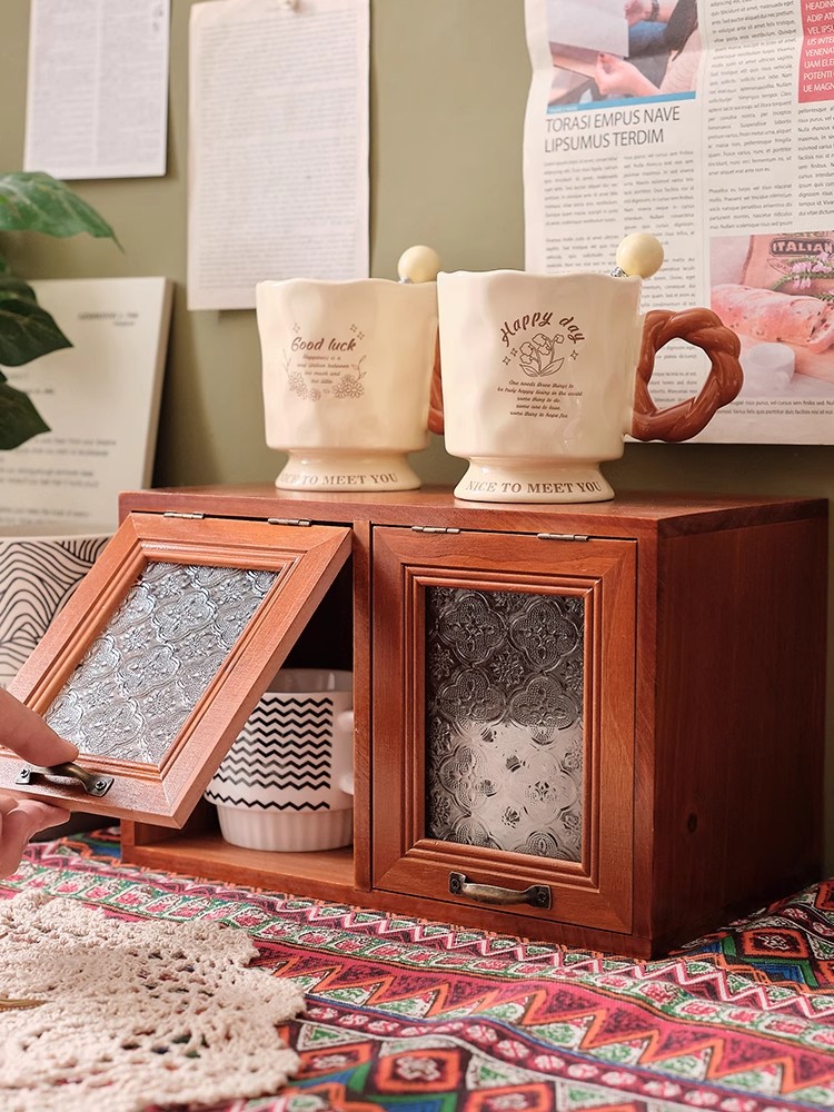 摆件置物架新中式复古餐边柜收纳盒客厅玄关家用隔断禅意古典