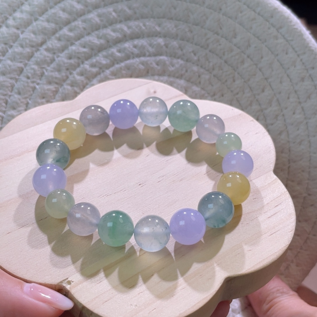 翡翠散珠天然缅a翡翠糖果串