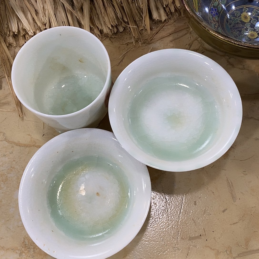 方***人瓷片巩县窑点瑕疵3个杯子