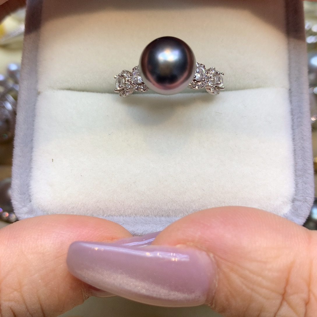 银S925镶嵌戒指海水珍珠