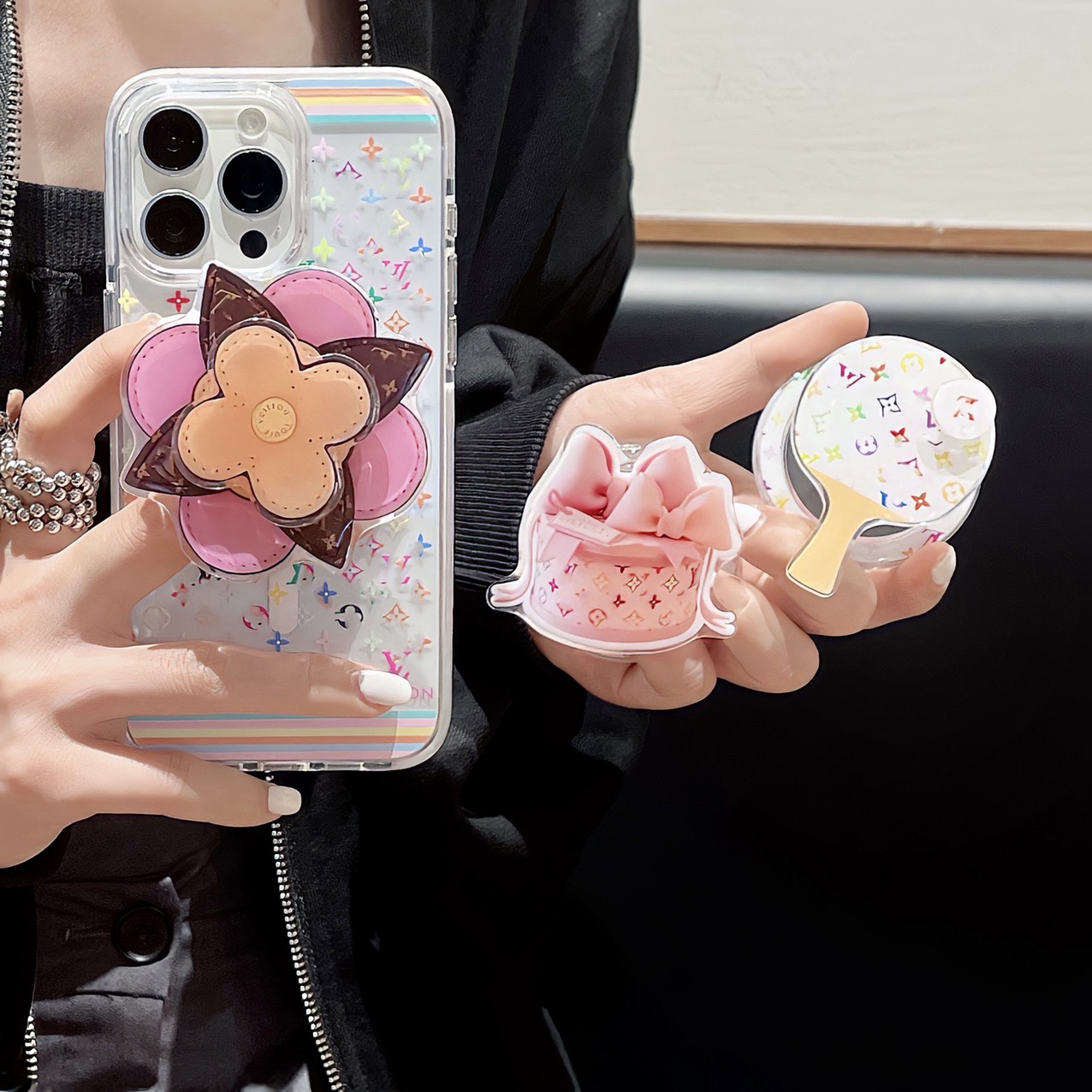 彩色果冻亚克力强磁支架适用苹果16promax/15pro高级感手机壳时尚