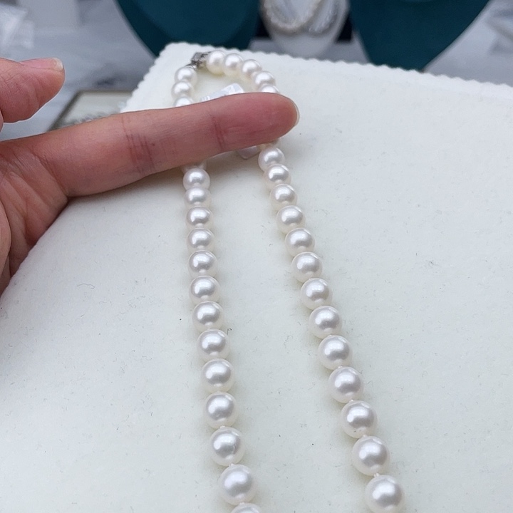 淡水珍珠颈饰银S925镶嵌卡9极光冷白高品