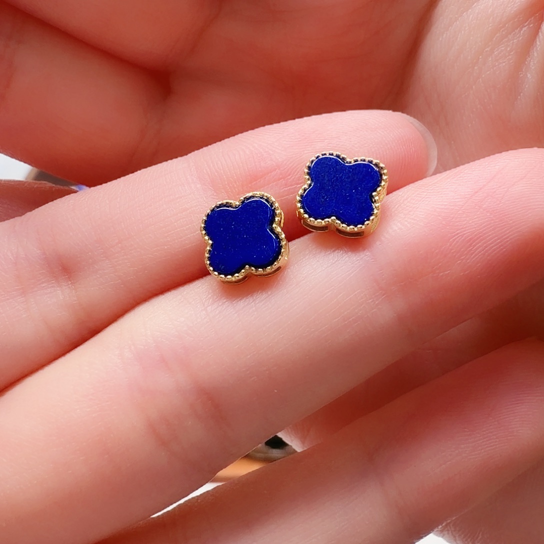 青金石银S925镶嵌耳饰52