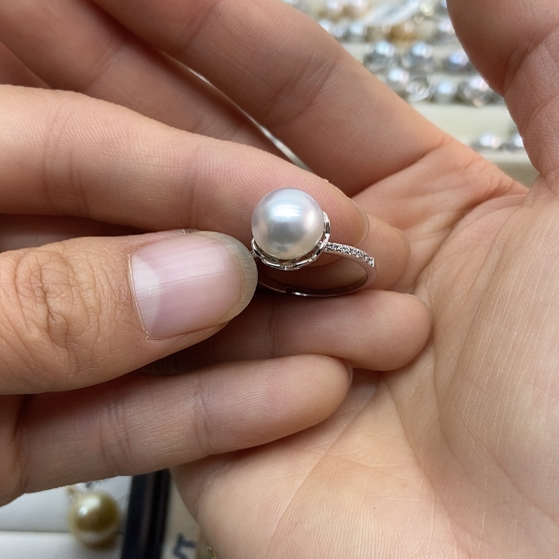 海水珍珠银S925镶嵌戒指