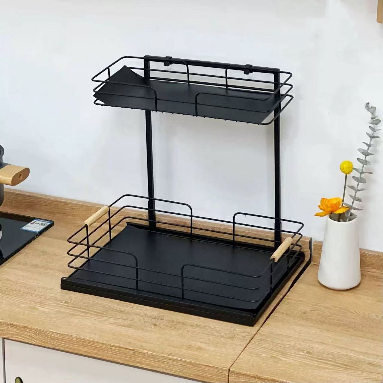 双层多功能调料架厨房置物架柜底下水槽储物收纳