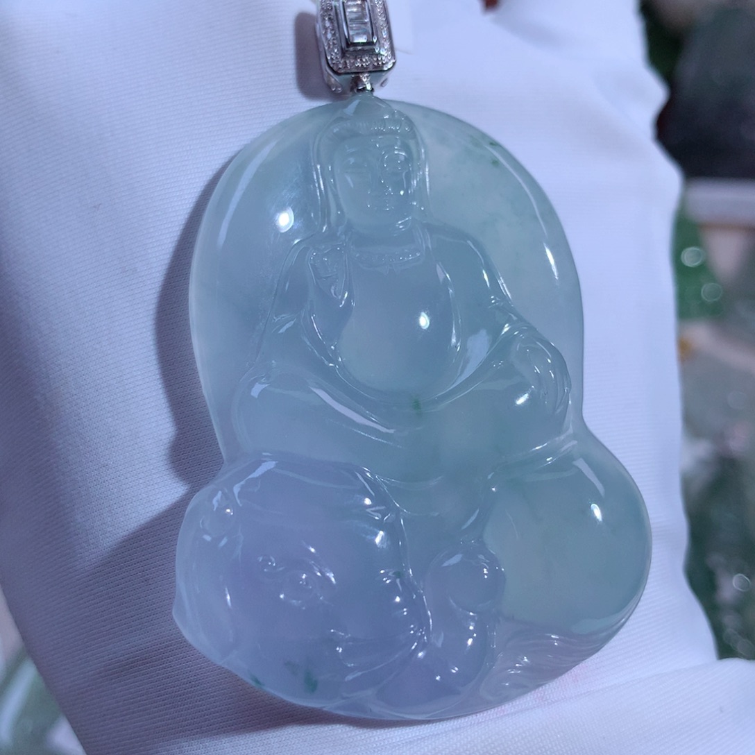 翡翠颈饰18K金镶嵌普贤菩萨