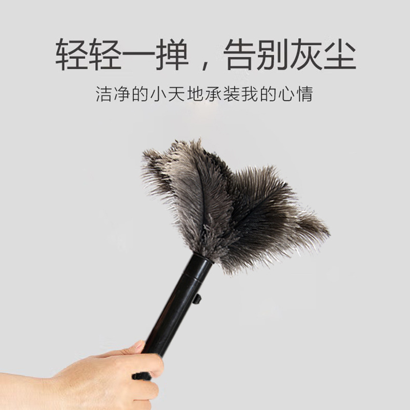 鸵鸟毛掸子除尘不掉毛家用车用静电扫灰神器可伸缩鸵鸟毛掸