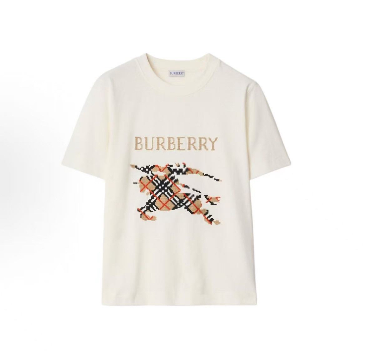 未使用 BURBERRY/博柏利 25FW秋冬新款刺绣战马短袖白色 /黑色