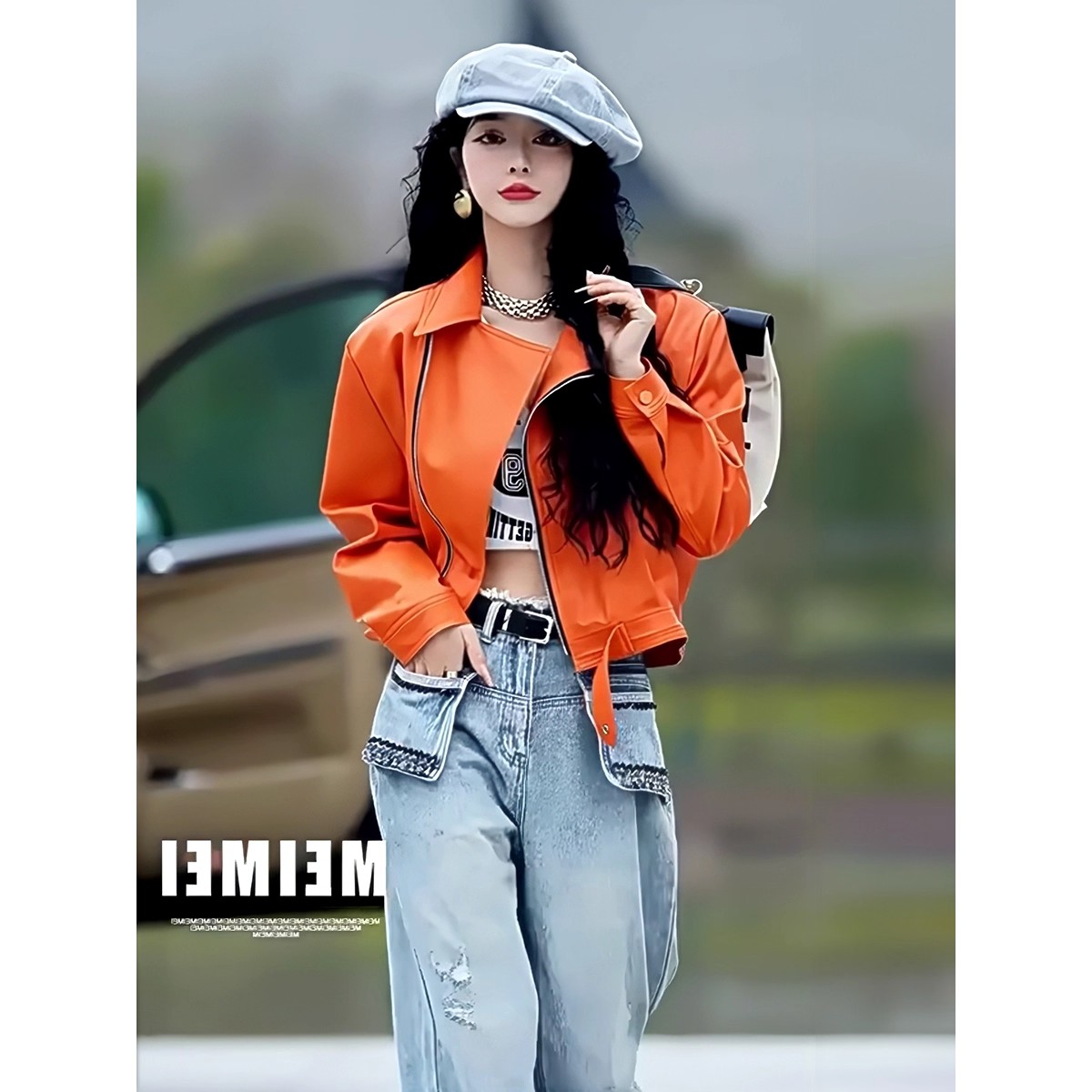 LJL3021434超酷皮衣外套女秋冬款韩版宽松短款机车服夹克上衣