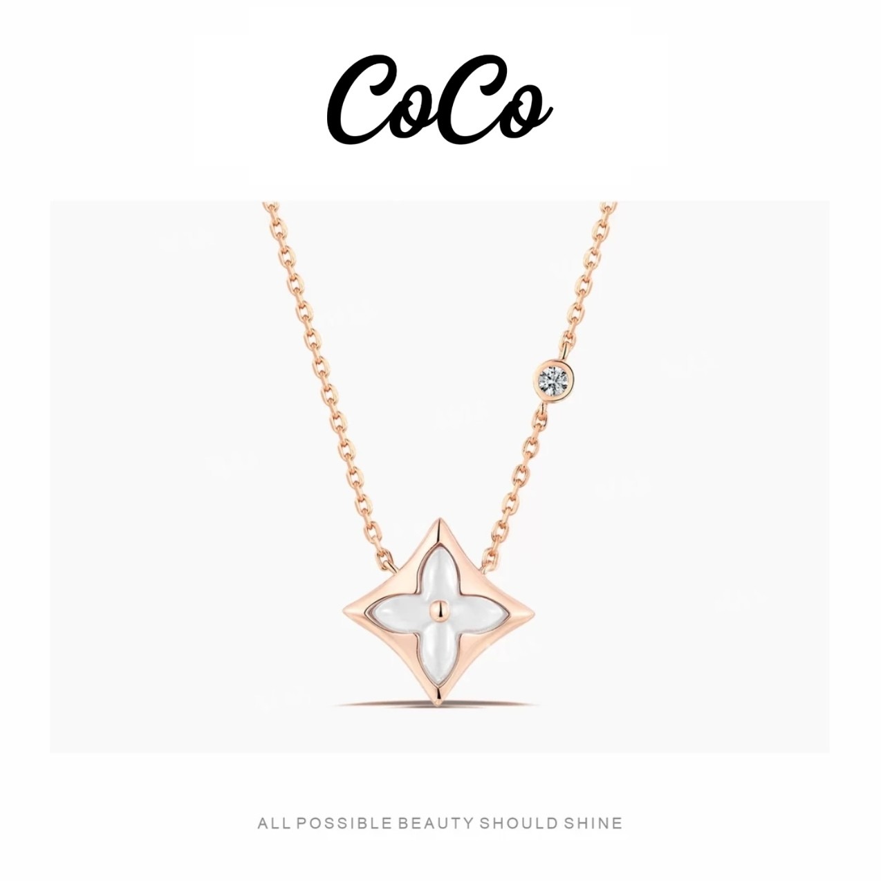 铜合金项链 【丫丫推荐】简约菱形时尚老花带钻项链