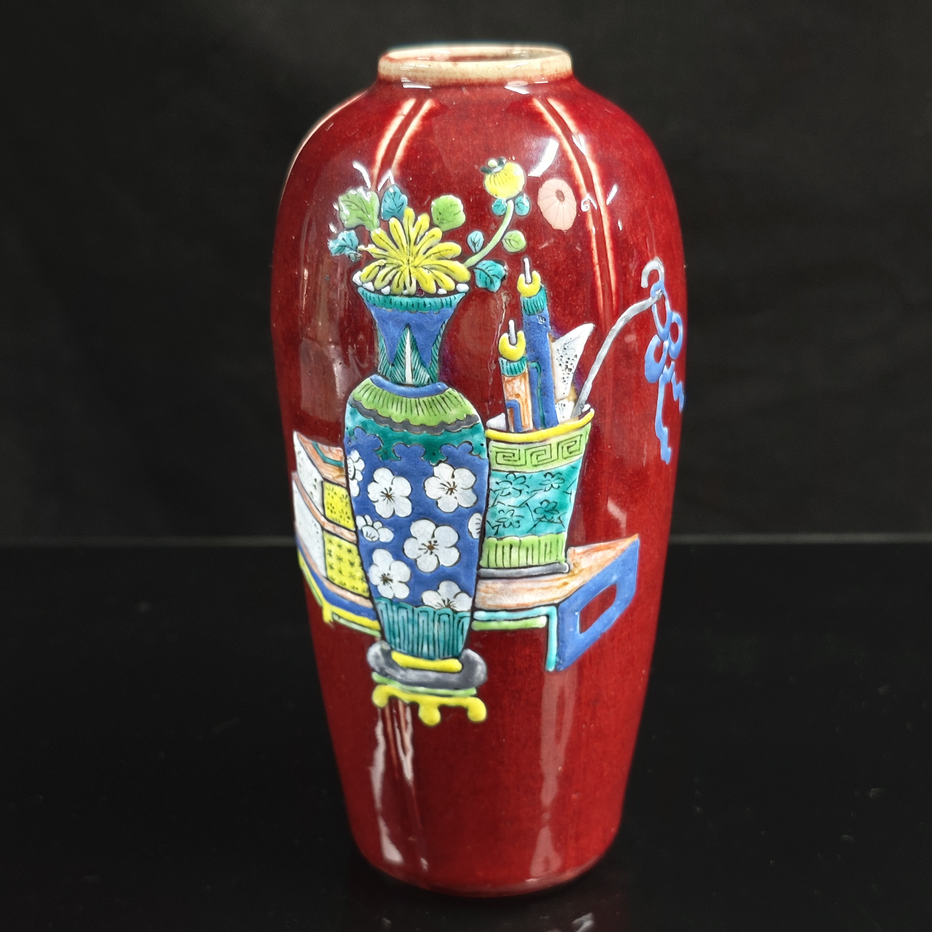 清代 乾隆  红釉粉彩萝卜瓶古陶瓷A-0133-2322-GS-0120