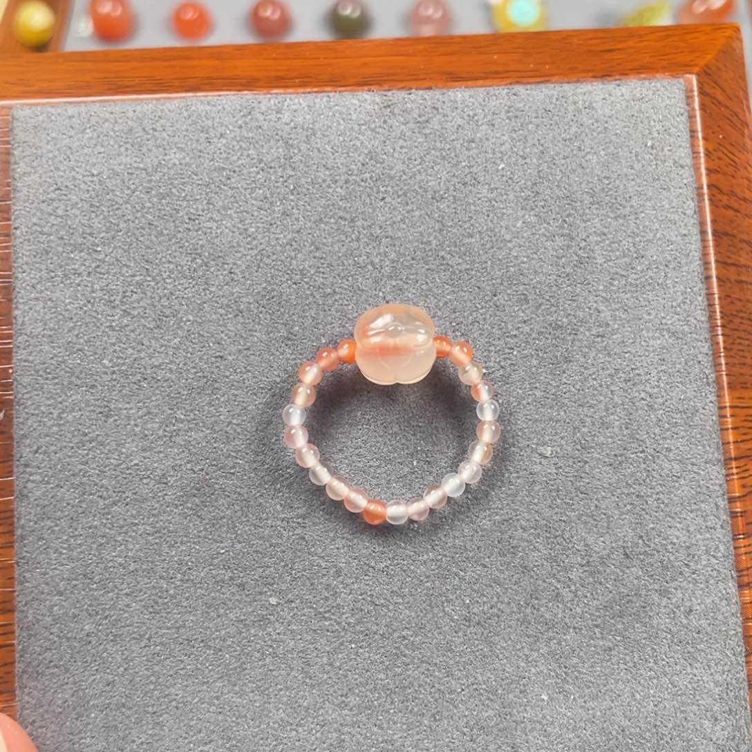 南红玛瑙冰红小柿子戒指未镶嵌