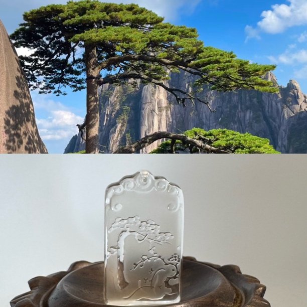 迎客松同款白水晶吊坠水晶手串