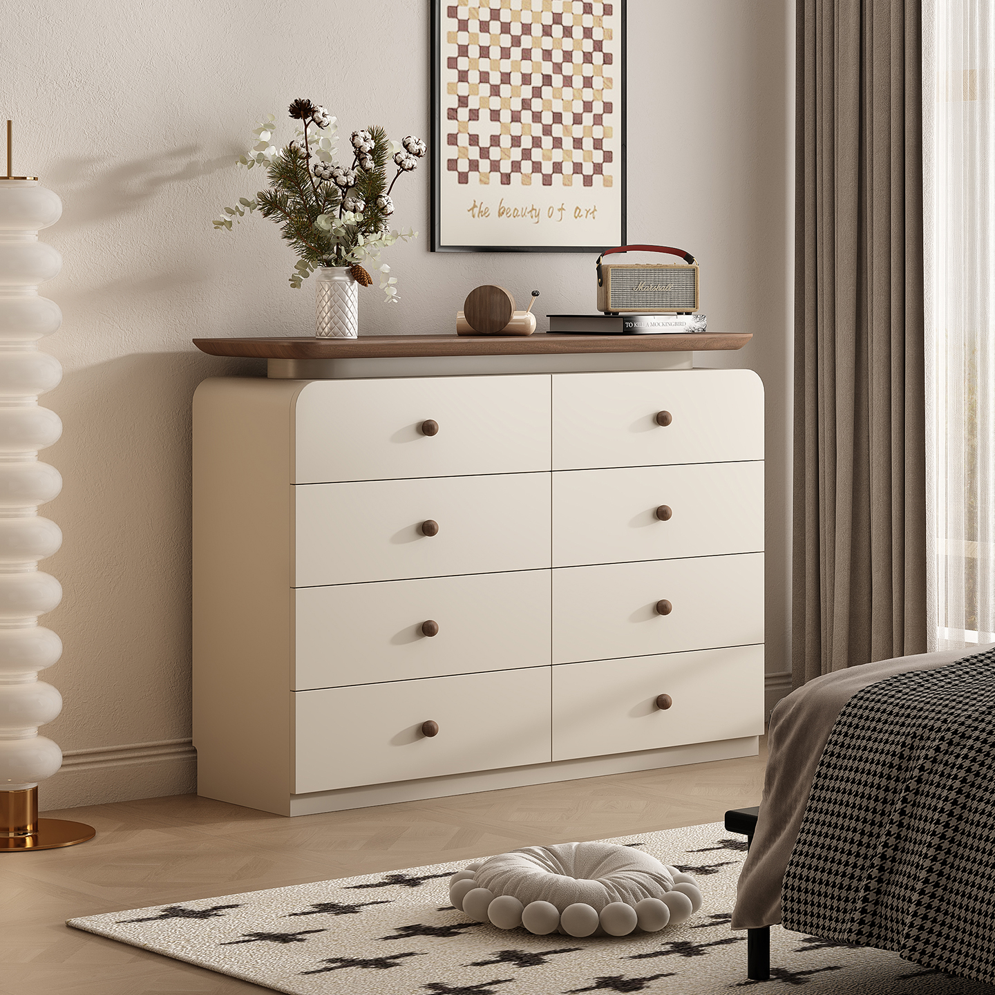 奶油风斗柜大容量储藏储物柜抽屉柜轻奢品质玄关柜床头柜斗柜客厅