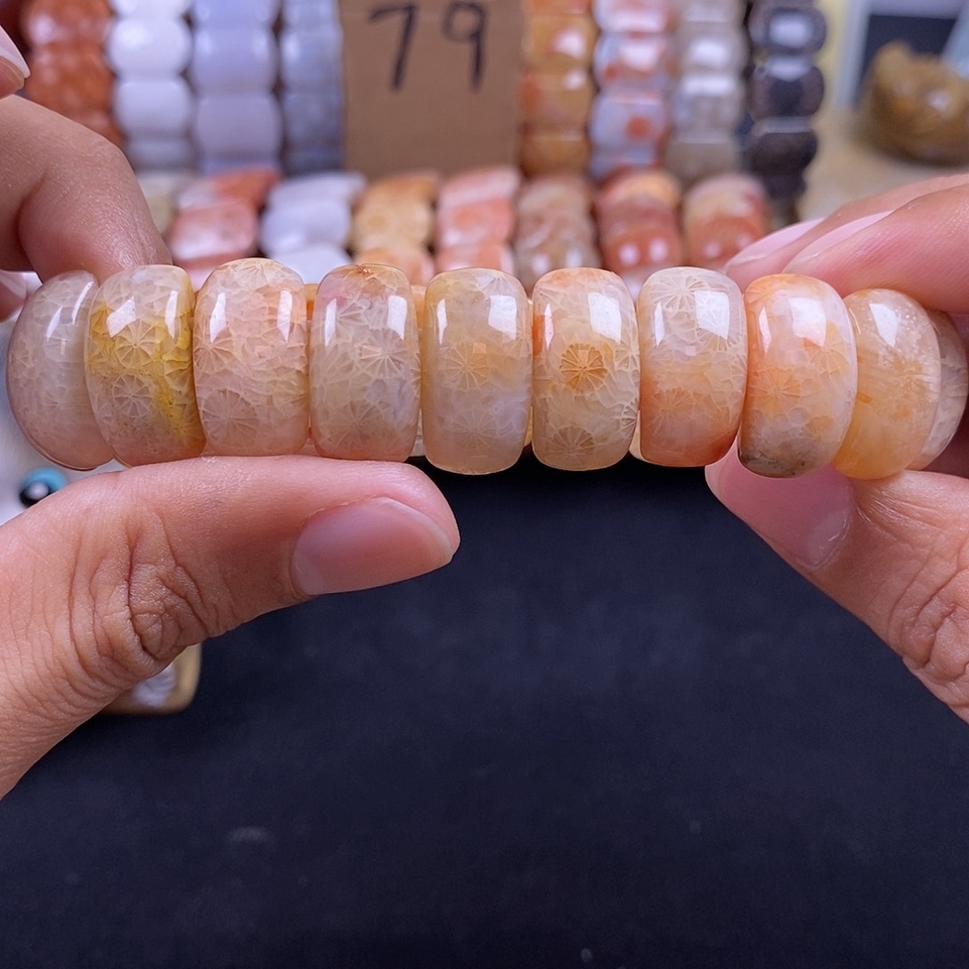 硅化珊瑚（珊瑚玉）未镶嵌手串彩冰蕾丝45