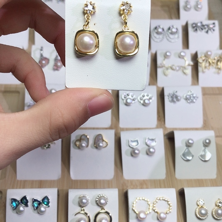 淡水珍珠耳饰银S925镶嵌