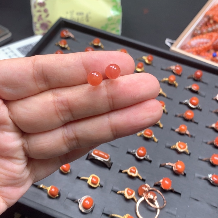 南红玛瑙耳饰银S925镶嵌