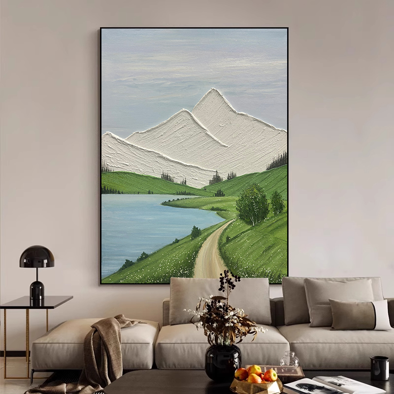 手绘油画《背有靠山》玄关装饰画现代轻奢客厅肌理挂画