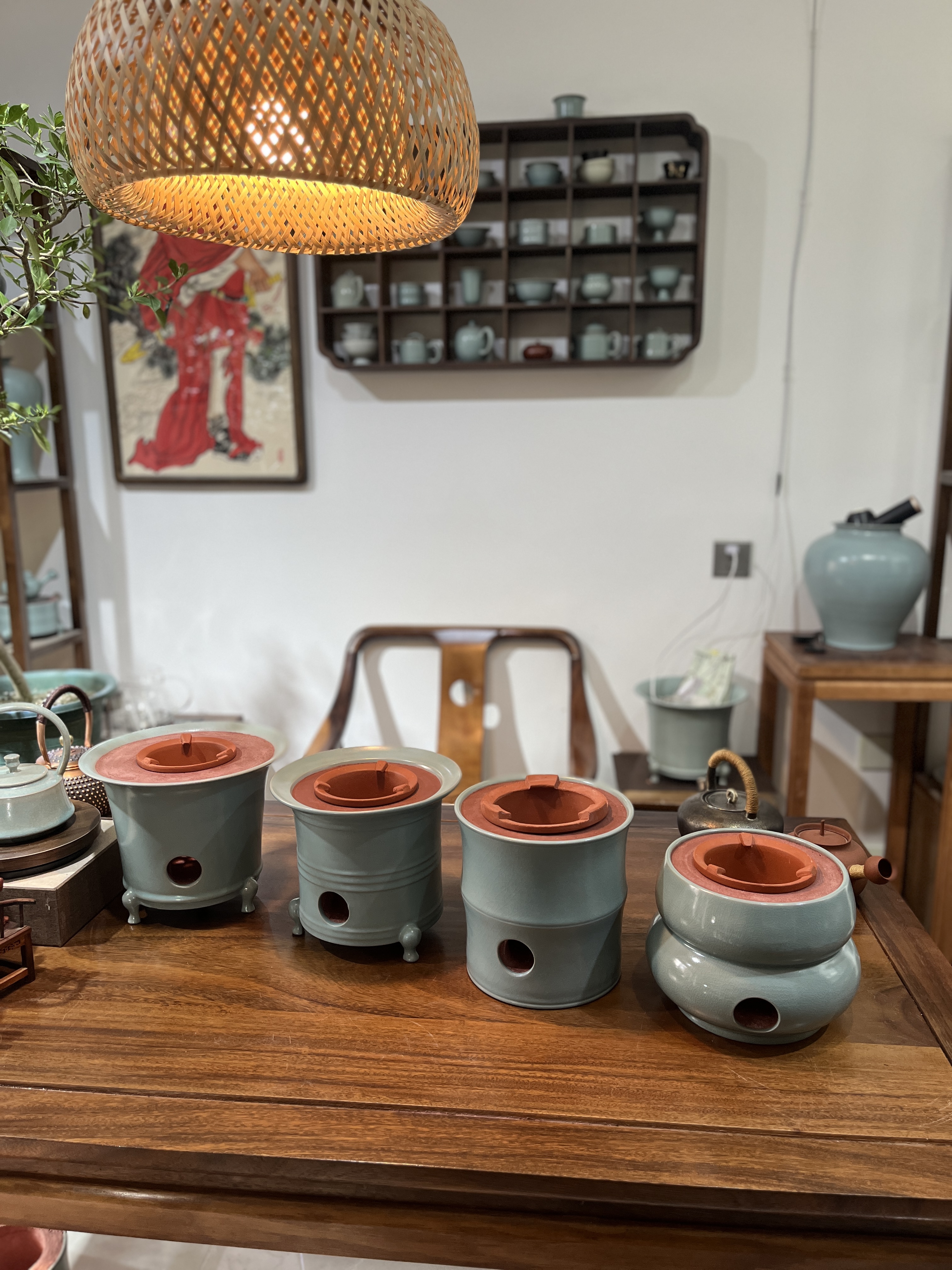 纯手工汝瓷炭炉 葫芦碳炉 三足碳炉 竹节碳炉 原矿釉 香灰胎