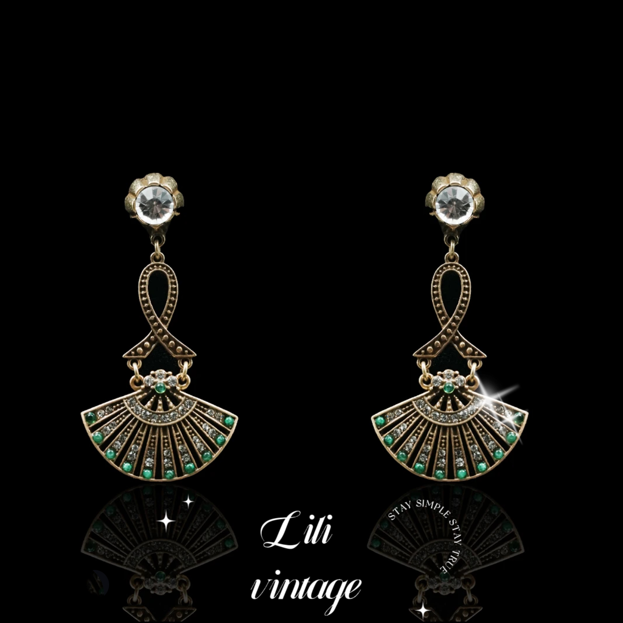 铜合金耳饰 704蝶恋花·几股湘江龙骨瘦 、扇子中古复古vintage