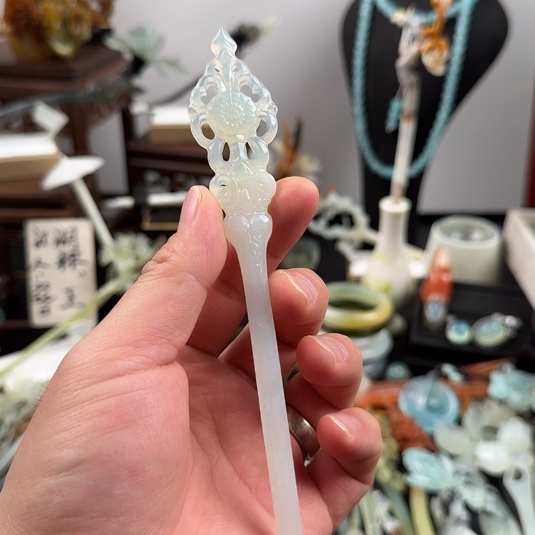 蛇纹石玉未镶嵌发饰