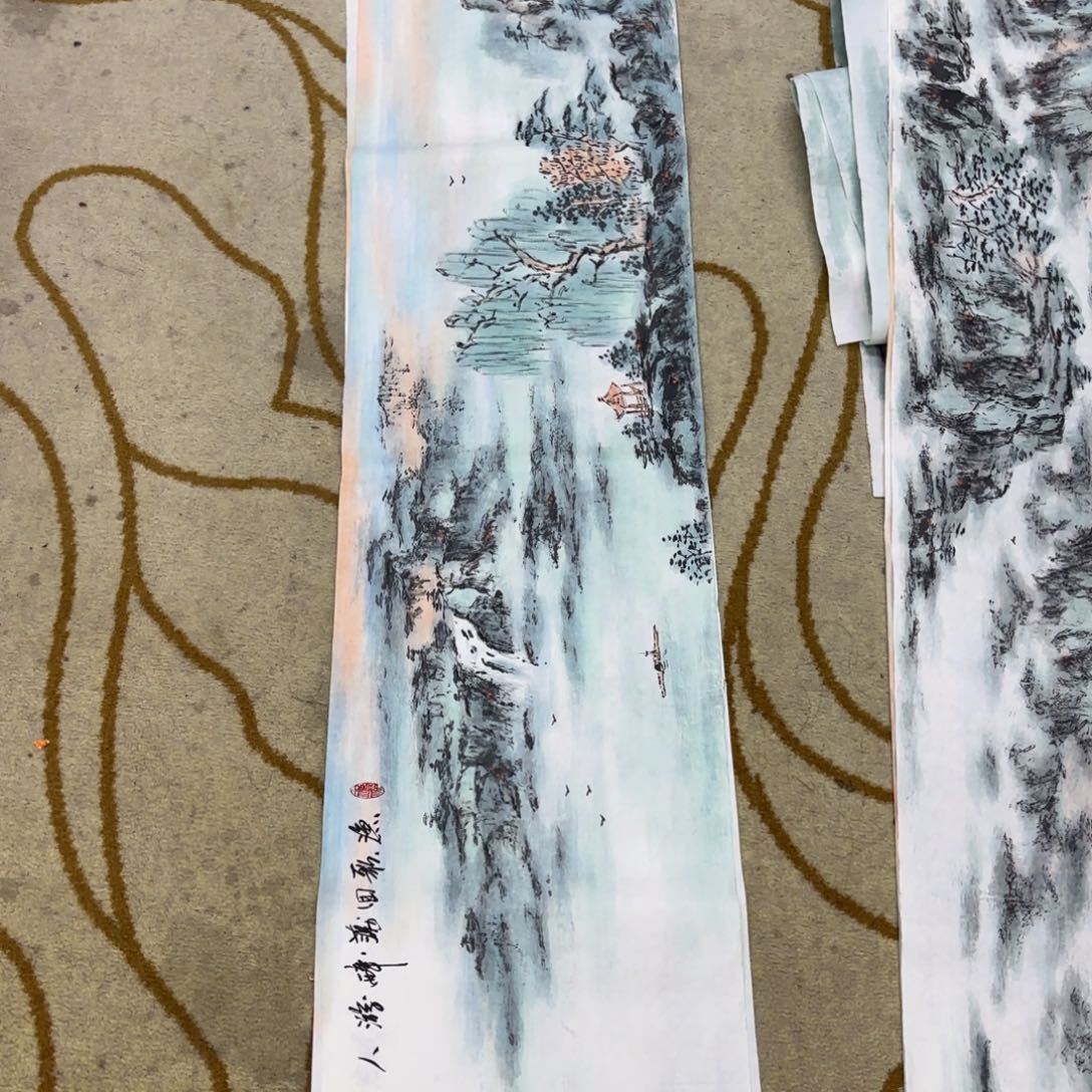 国画杨志杰四尺对开童