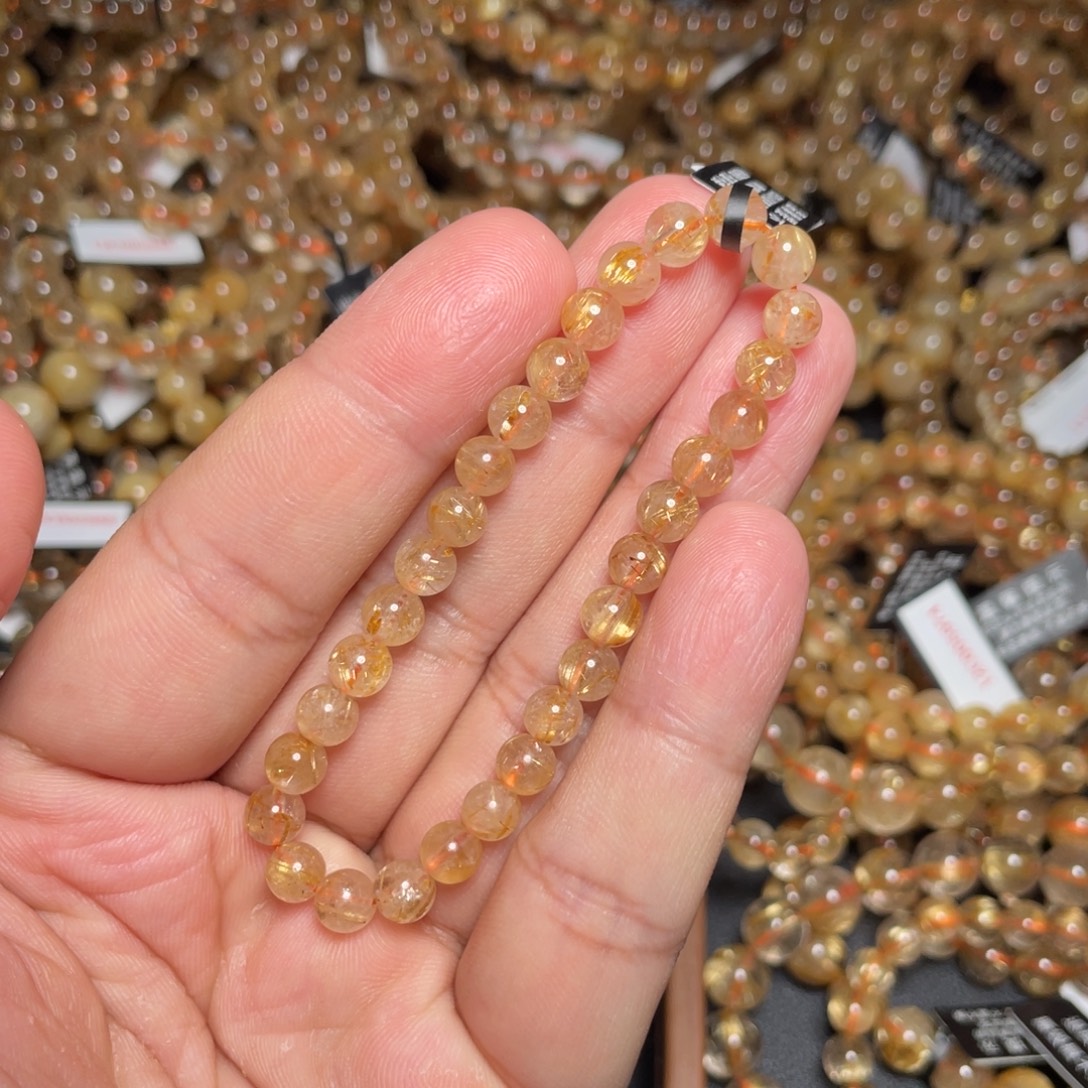 未镶嵌发晶手链6mm