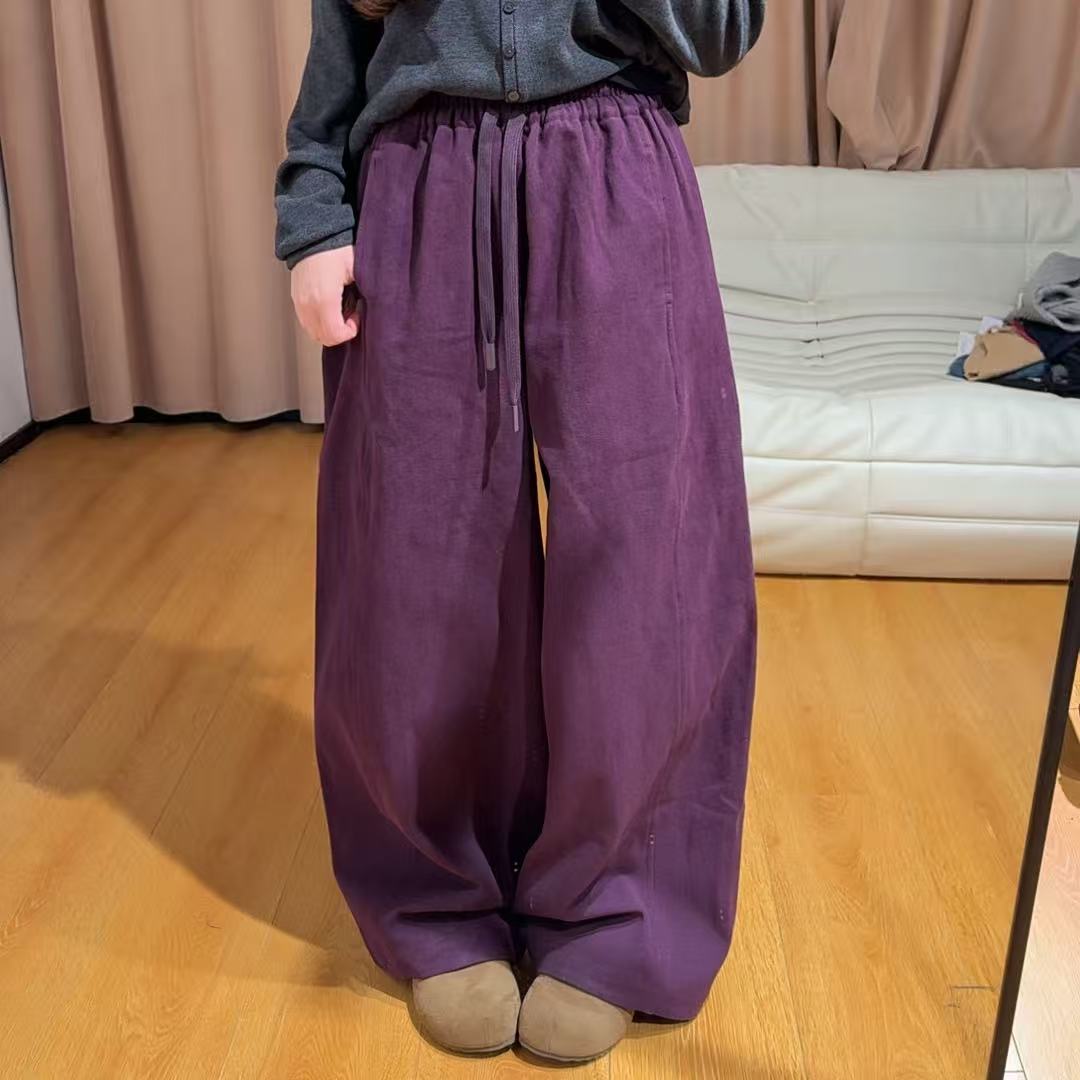 13686余小鱼 【嘻嘻裤】两色纯色松紧腰时尚休闲百搭休闲裤女装