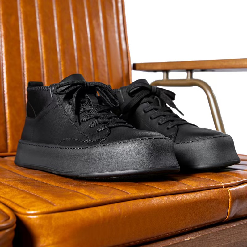 C-59159男鞋日系加绒高帮板鞋2024秋冬真皮厚底耐磨马丁靴户外