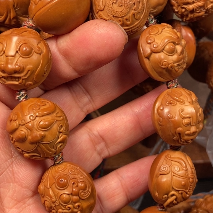 橄榄核手串/手链癸**来橄榄核雕刻2.2兽面