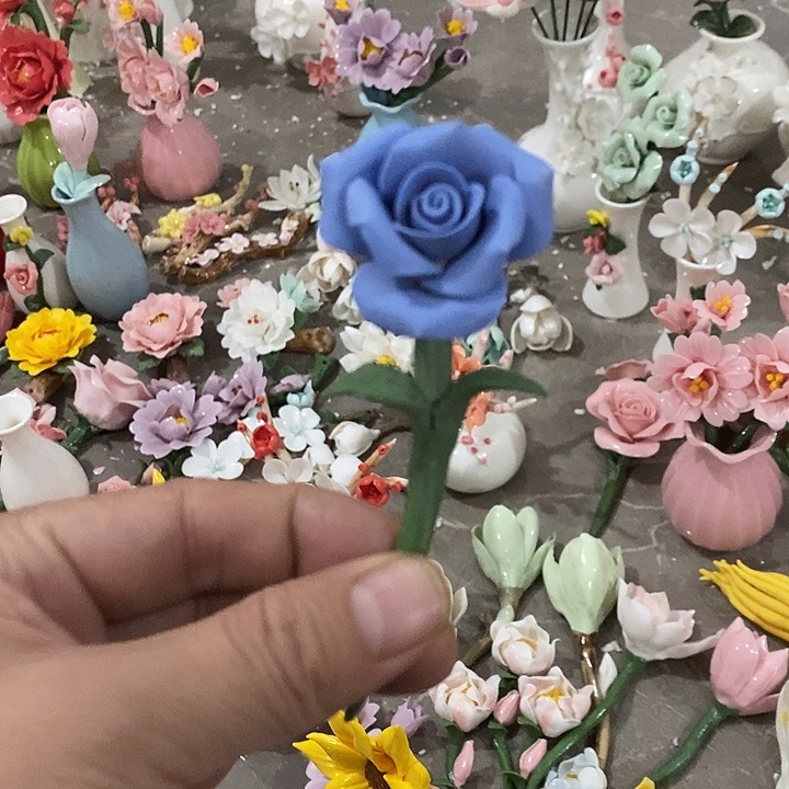 瓷片纯手工陶瓷花摆件