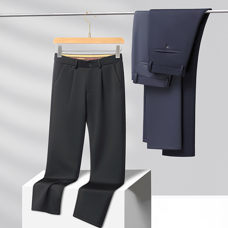 男士秋季大码轻奢时尚百搭修身商务休闲长裤弹力休闲裤立体剪裁WD